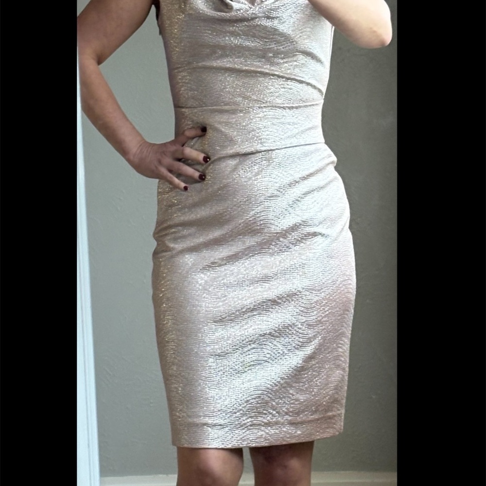 Vince Camuto Metallic Rose Gold Midi Dress